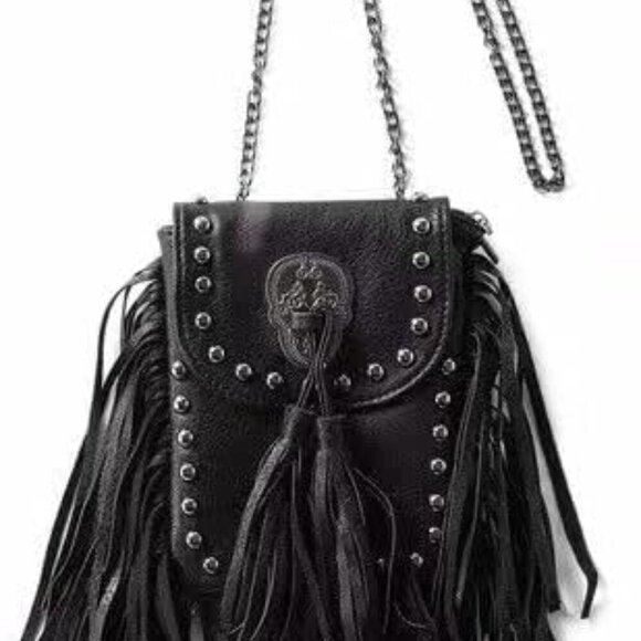 Handbags - Vegan Leather Crossbody Bag Gothic Y2K Fringe Skull Tassel Halloween